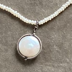 Vintage Sundance Catalog Coin Pearl necklace with mini freshwater pearls